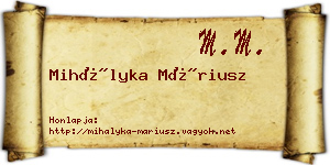 Mihályka Máriusz névjegykártya